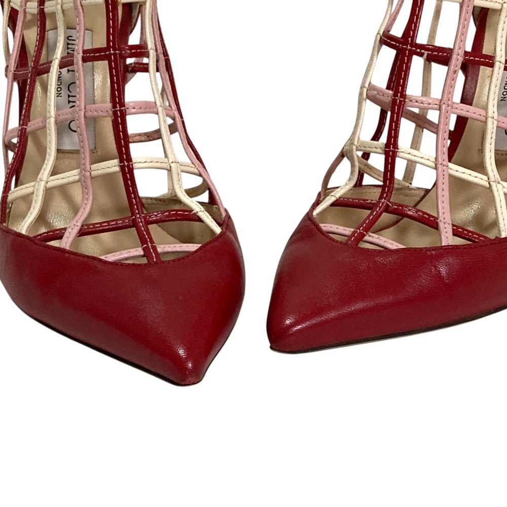 JIMMY CHOO Leather Pointed Toe Mesh Boots/Booties, Size 36.5, Red