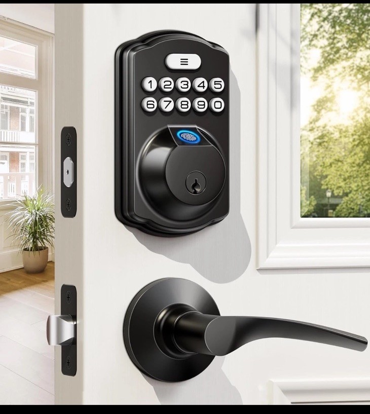 Veise Fingerprint Door Lock with 2 Lever Handles It Is Keyless  Entry Door Lock,