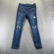 Hollister Jeans Womens 11 Blue Cotton Denim Jegging High-Rise Stretch Distressed