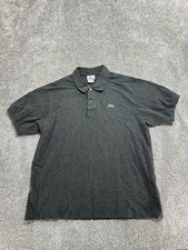 Lacoste Polo Shirt Mens 6 Gray Embroidered Crocodile Logo Cotton Regular Fit