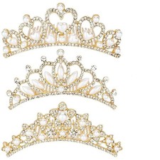 Anbala Small Tiara Crown Gold 3 Pack