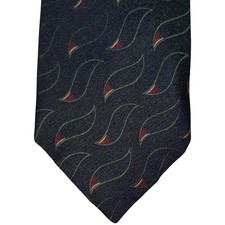 Vintage Polo Ralph Lauren Silk Necktie Mens Navy Blue Wave Motif Tie EUC