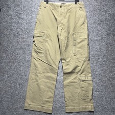 VTG American Eagle Baggy Cargo Pants Y2K Military Tan Butterfly Zipper 34x32