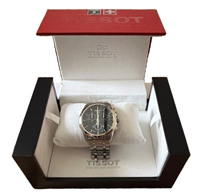 Tissot Couturier Chronograph Black Dial Watch 41mm T035.617.11.051.00 Broken Box