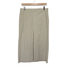 Eileen Fisher Organic Cotton Cream Wide Leg High Rise Cropped Pants Size Small