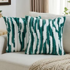 Decorative Throw Pillow Covers 18x18 Inch 18" x 18" Pack of 2 Green White