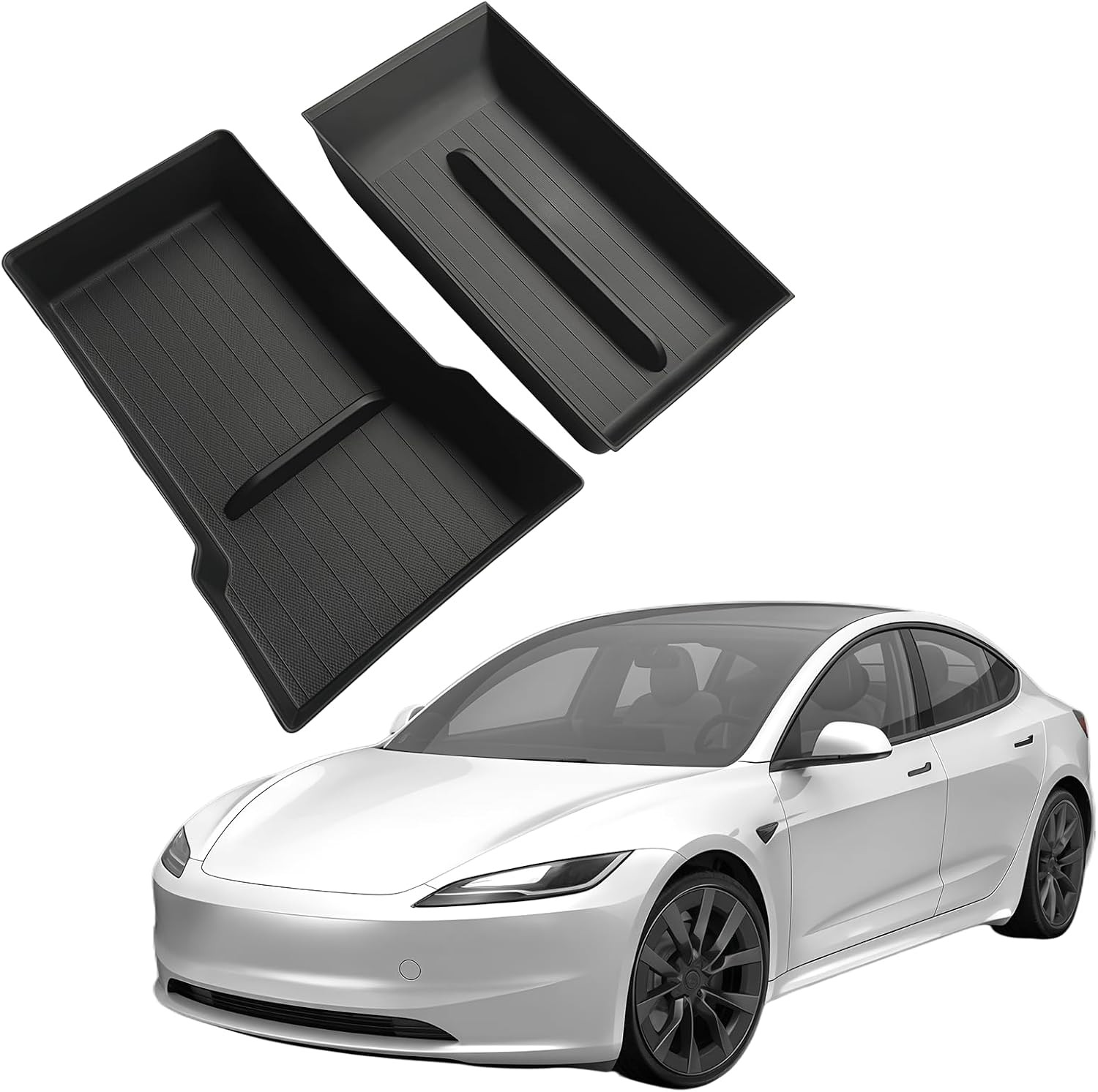 2 Pcs Center Console Organizer Bottom Trays for 2025 2026 Tesla Model Y Junip...