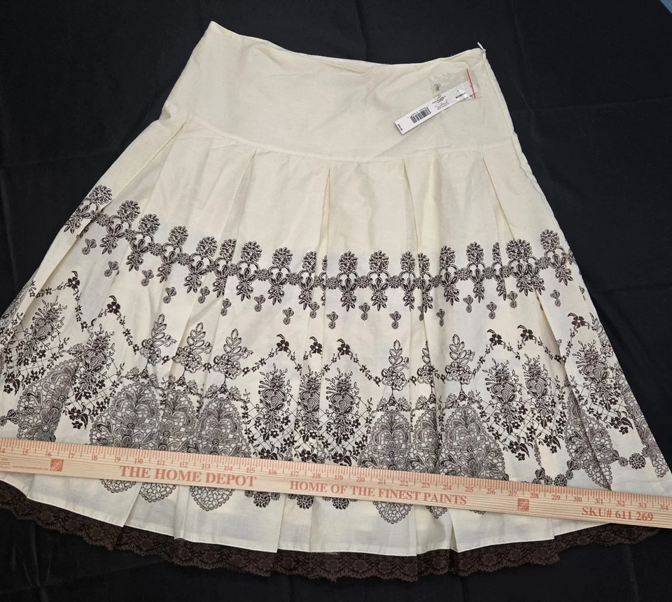 Apt. 9 Women's Cream Pleated Skirt Sz 4 100% Cotton Cottagecore Milkmaid boho - Image 2 of 4
