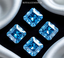 Top Quality 2 Ct Size 4 Pcs Natural Blue Asscher Cut Diamond D Grade VVS1