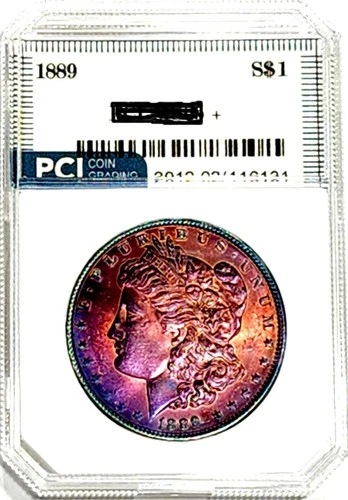 1889-P Gem BU + Awesome  Rainbow  Color Toned Morgan Dollar