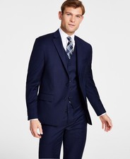 Michael Kors Mens Classic fit Sport Coat Blazer 46 R Navy Blue Solid Stretch
