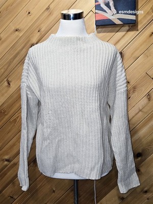Vince Neutral Sandstone Off White Yak Wool Knit Boatneck Pullover Sweater M