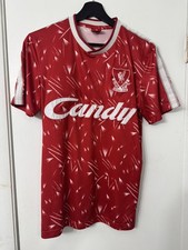 Liverpool FC Shirt Mens Large Red EPL Soccer Candy Sponsor Home Retro 1989-1991