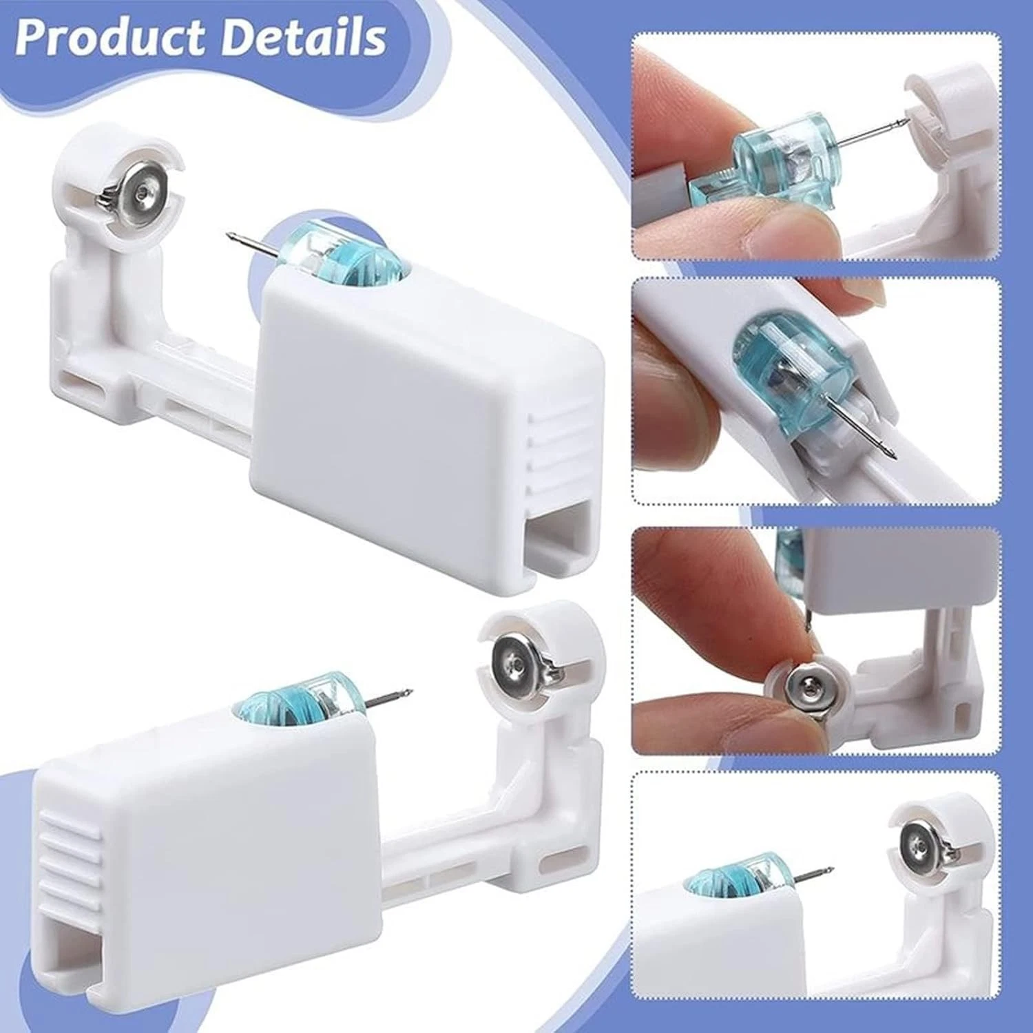 Disposable Ear Piercing Kit 2Pcs Gun Tool with Gold Studs Cartilage Clean 6Pcs image 5