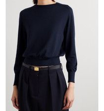 THE ROW dunkelblauer 100% Kaschmir Feinstrick Elmira Pullover L