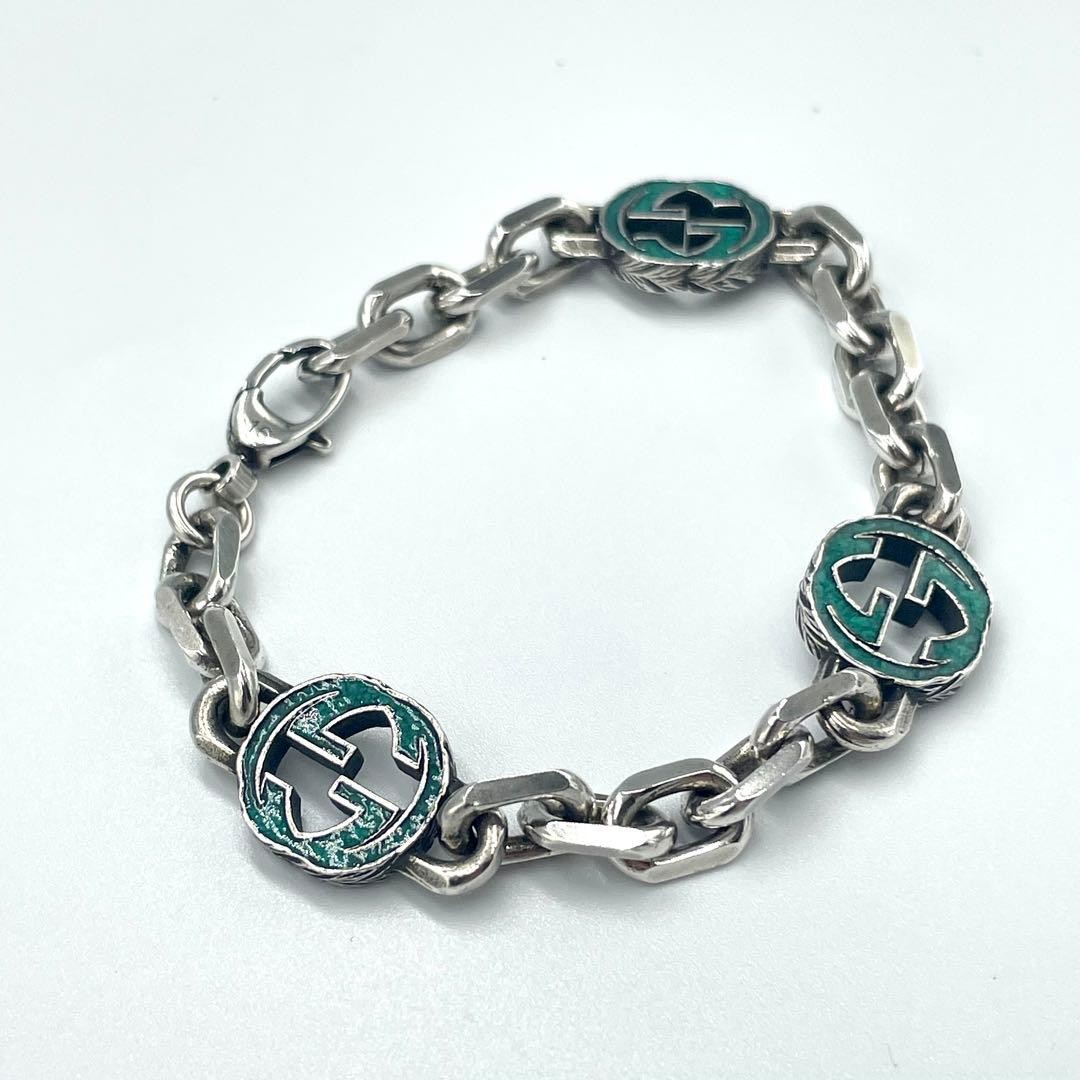 Gucci Interlocking Green Arabesque Chain Bracelet… - image 2
