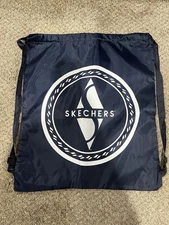 Sketchers Nylon Drawstring Bag Backpack Gym Bag Tote Sack Navy Blue