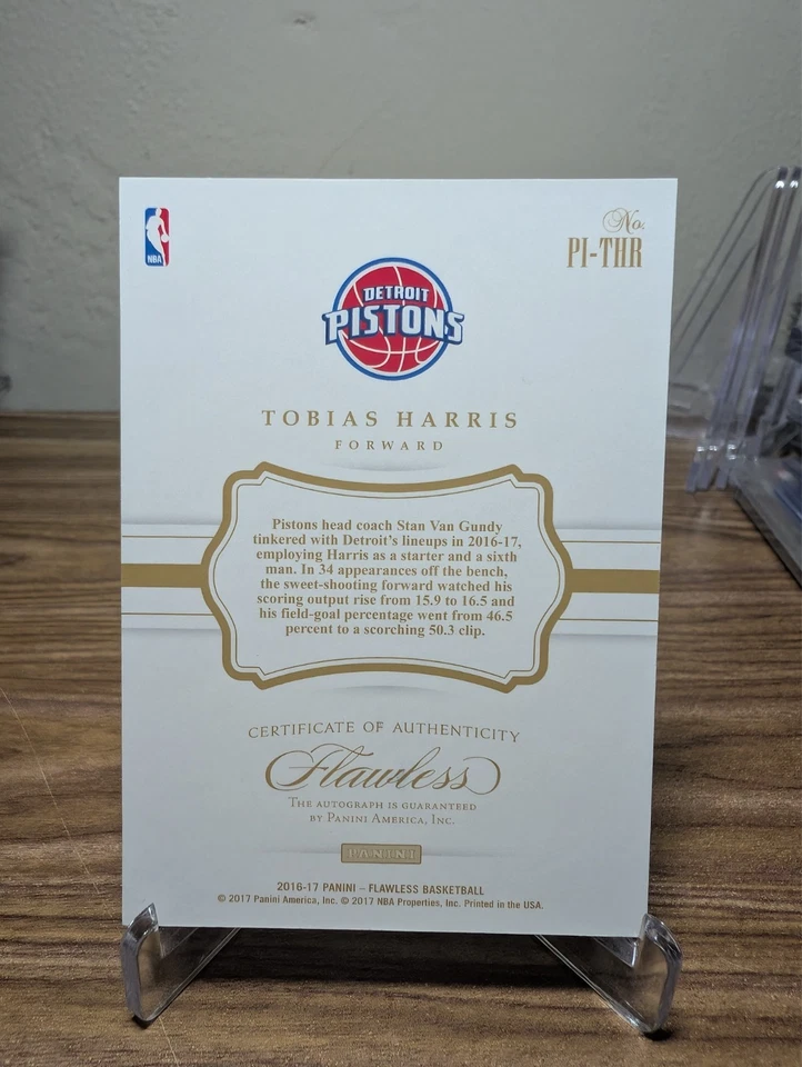 Tinta premium impecable Panini 2016-17 Tobias Harris PI-THR dorada/25 autógrafo automático Foto 2 de 2