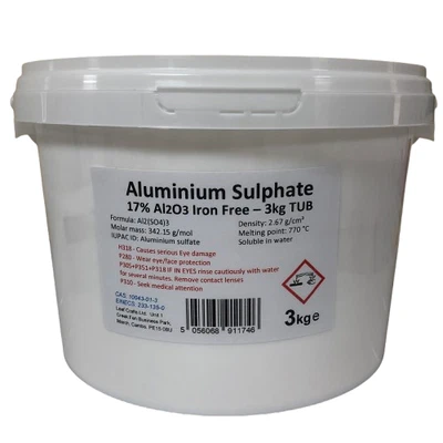 FERRALCO ALUMINIUM SULPHATE 17% Iron Free Alum Al2(SO4)3 - 3kg 5kg 6kg 10kg 25kg Bag/Tub