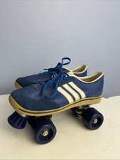 Vintage Nash Cruisers 70s Roller Blue Skates Adidas Stripes Men s 9 Women s 11