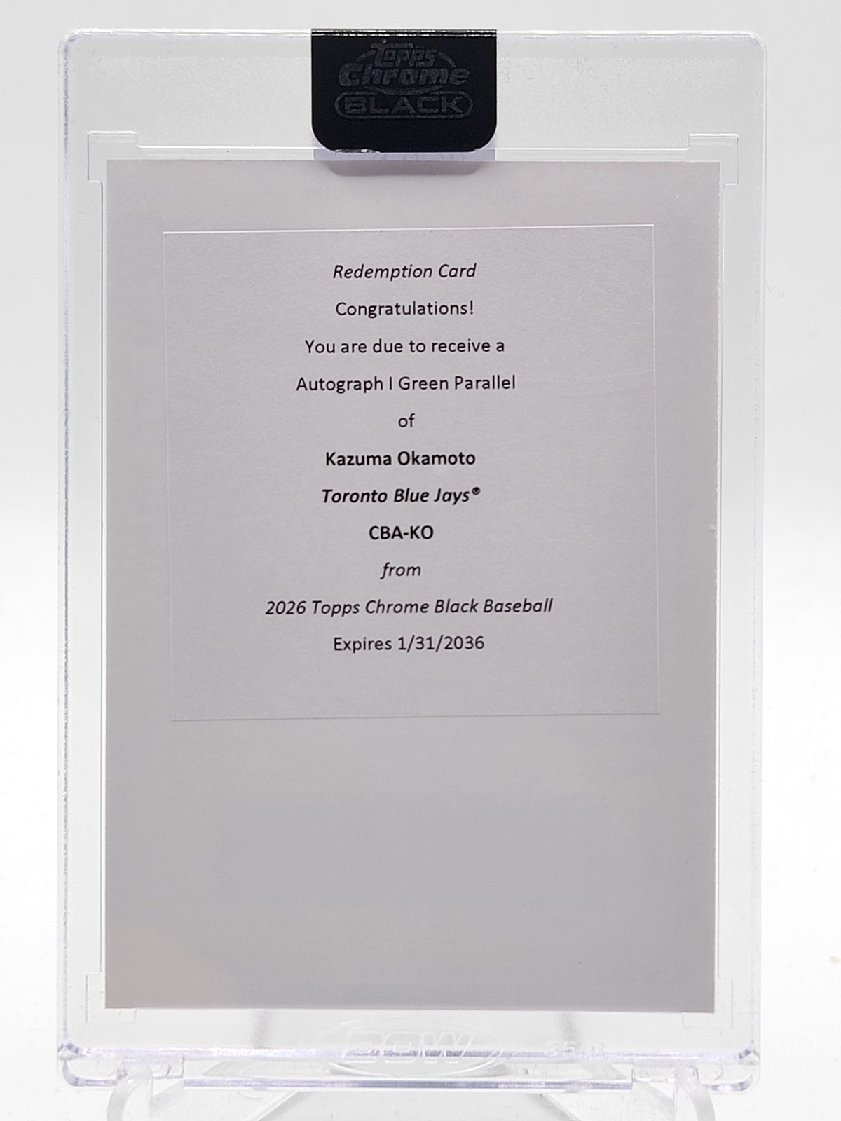 KAZUMA OKAMOTO 2026 TOPPS CHROME BLACK GREEN REFRACTOR AUTO /99 #CBA-KO Q3967