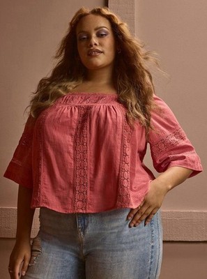 Torrid Festi Tie-Back Boho Top Dusty Cedar (Pink) Size 1XL NWOT