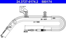 Bremsseil Seilzug Feststellbremse ATE 24.3727-0174.2 für VW PASSAT 3B6 3B5 3B3
