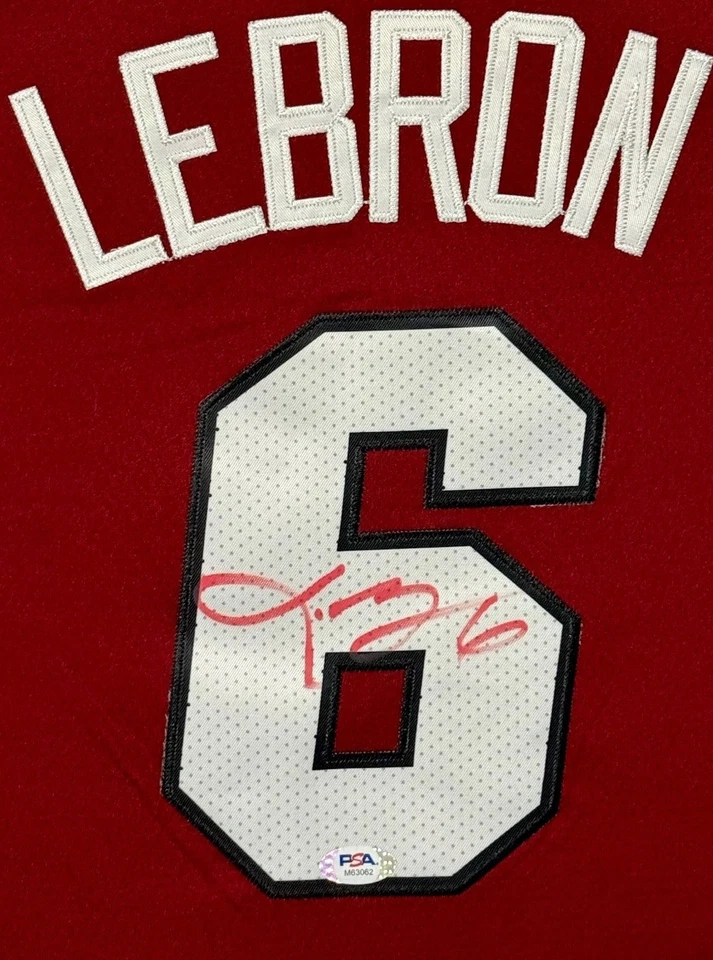 LeBron James SIGNED/AUTOGRAPHED Miami Heat Custom Jersey w/ PSA COA - Size 52 - Image 3 of 4