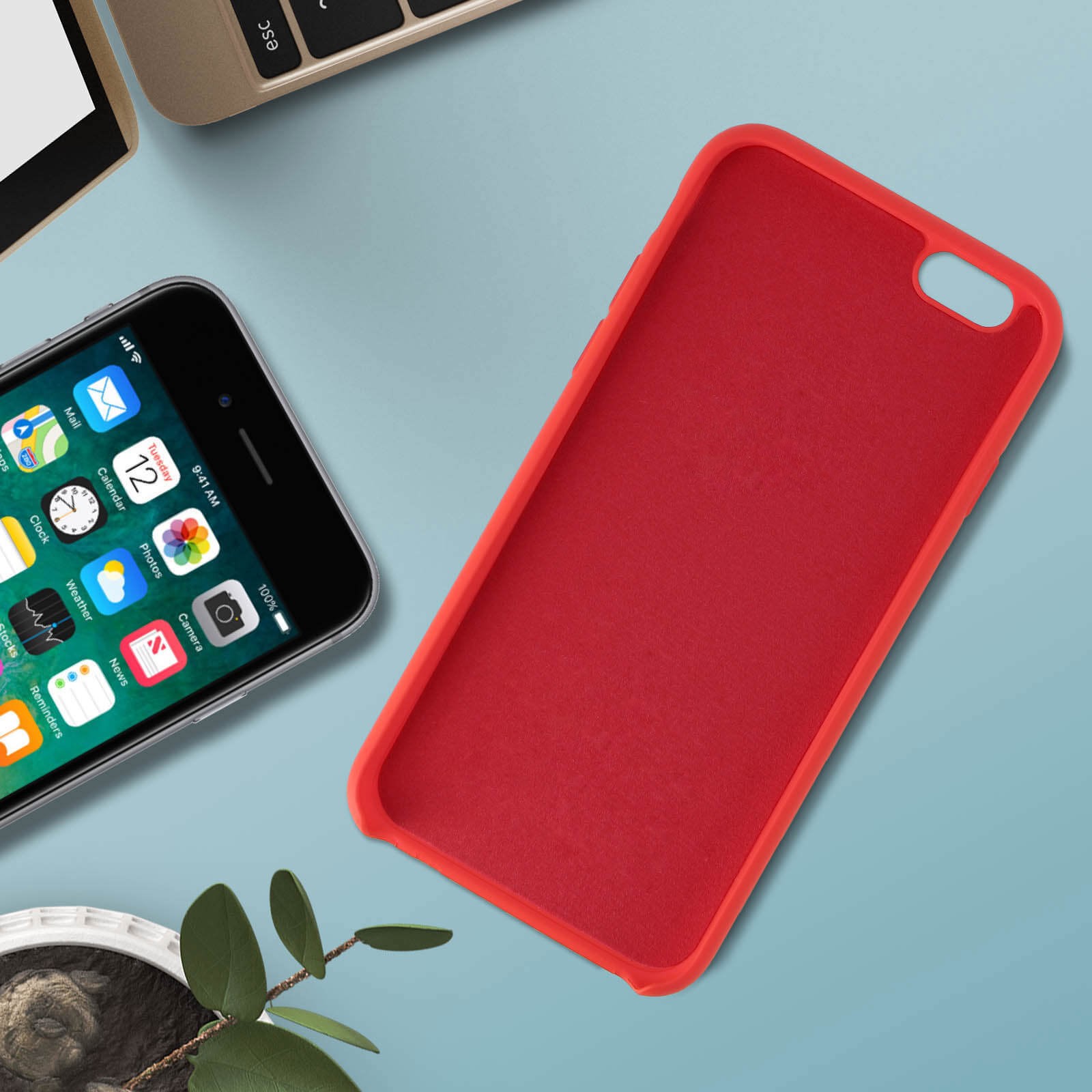 Coque iPhone 6 silicone rouge semi-rigide et mate pour smartphone Apple