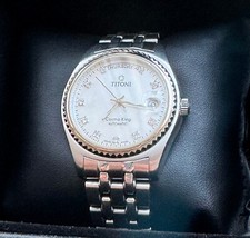 TITONI "Cosmo King" 777G-318 „Tag und Datum“ Edelstahl Automatic Swiss Uhr TOP