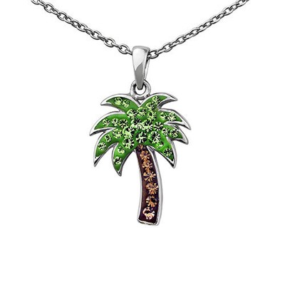 Multi Color Crystal Palm Tree Pendant 