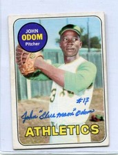 1969 Topps - JOHN BLUE MOON ODOM - Hand Signed Autograph Card KANSAS CITY A's