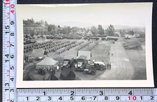 Large Army Camp Lake Placid High School Grounds 1941 Vintage Photo Snapshot
