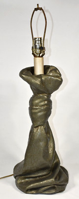 Vintage John Dickinson Plaster Knot Bow Drape Table Lamp MCM 70 s Green Rare