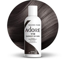 Adore 110 Darkest Brown Semi Permanent Hair Color - Vegan  Cruelty-Free, 4 Floz