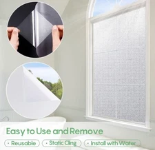 Window Privacy Film Frosted Glass Window Covering (17.5 x 78.7 Inch, Pure)