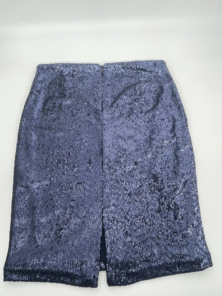 Falda Lápiz Casa Blanca Mercado Negro WHBM Lentejuelas Fiesta Azul Talla 4 Vacaciones Foto 4 de 4