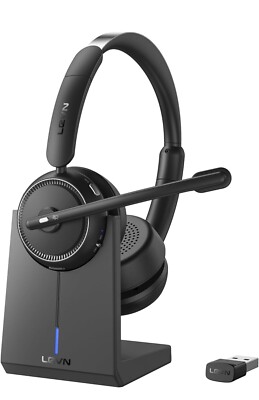 LEVN [2024 Version] Wireless Headset with Mic for Work, Bluetooth Headset