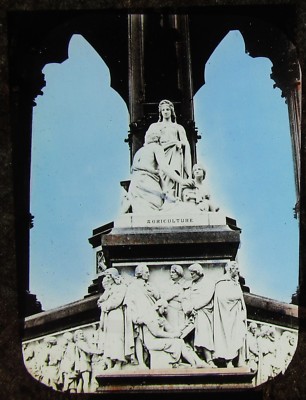 Glas magische Laterne Dia ALBERT MEMORIAL LANDWIRTSCHAFT UM 1890 ALTES FOTO LONDON