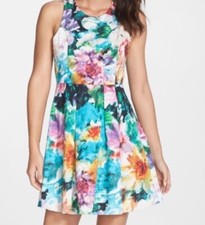 Felicity & Coco Extra Large Sleeveless Multi Pink Fit & Flare Dress NWT