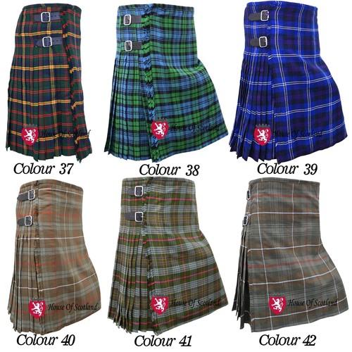 Scottish Tartan Men's Kilt Highland 8 Yards 16oz Acrylic Wool Kilt Skirt &Flashe - Picture 21 of 28