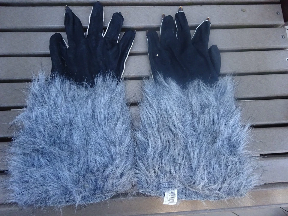 Guantes Manos Disfraz Adulto Bestia Hombre Lobo Gris Dedos Largos Usados Talla Única Foto 3 de 4