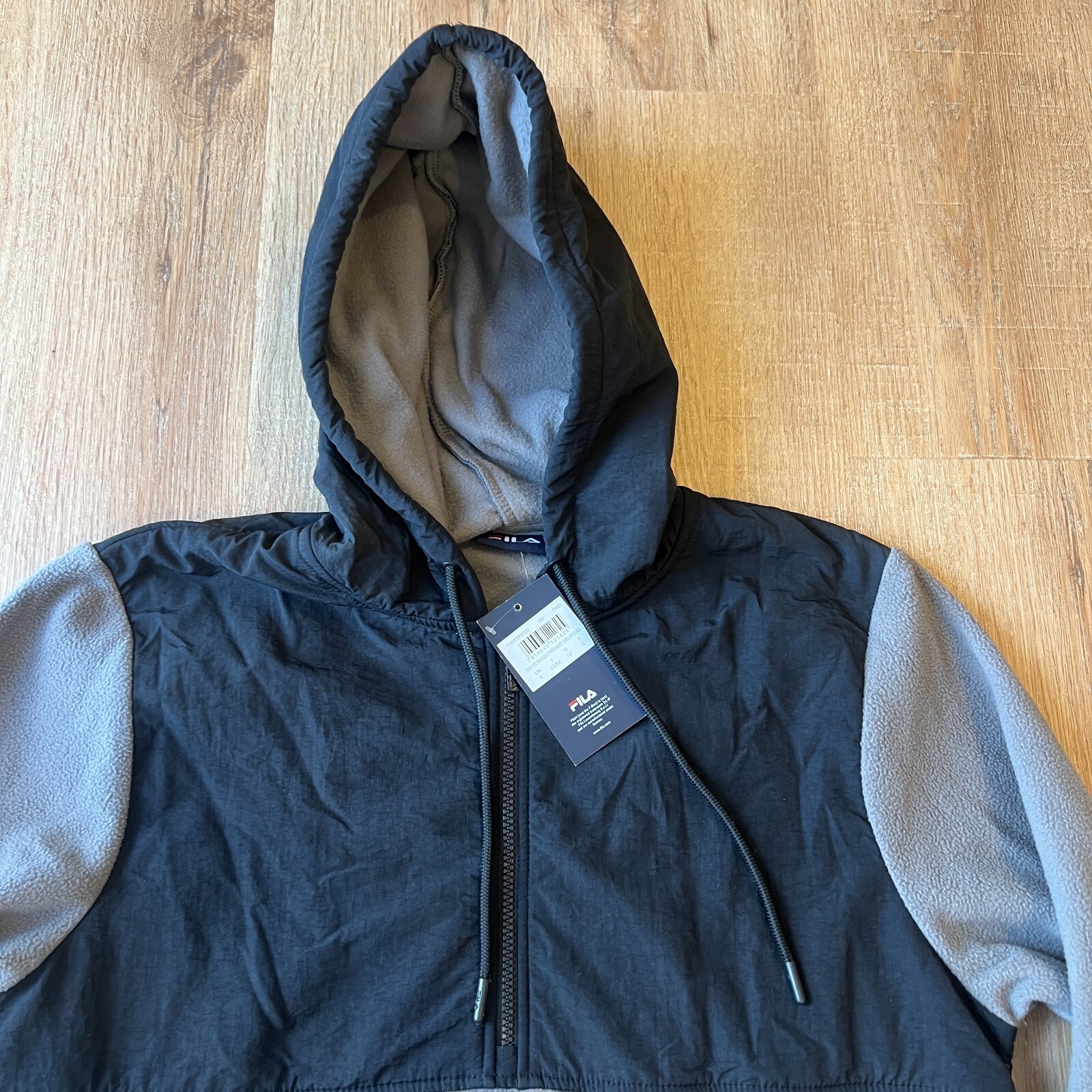 FILA Olav Colour Block Track Quarter Zip 1 4 Giacca Felpa con Cappuccio Grigio Nero L