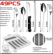 49-Piece Stainless Steel Silverware Set with Cutlery Organizer, Service for 8 wi