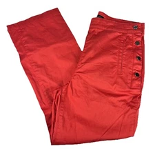 Massimo Dutti Women's Size 6 Crop Sailor Style Pant Salmon Orange Coral Ankle