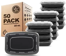Meal Prep Containers [50 Pack] 1 Compartment Food Storage Containers with Lids