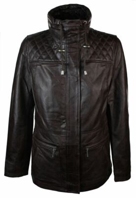 Women's 100% Real Lambskin Leather Brown Long Jacket Stylish Mid Length Overcoat