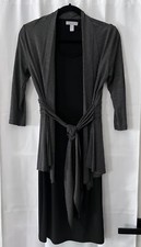Charter Club Women's Black Dress w/ Gray Sweater (Attached) Size S (W60263)