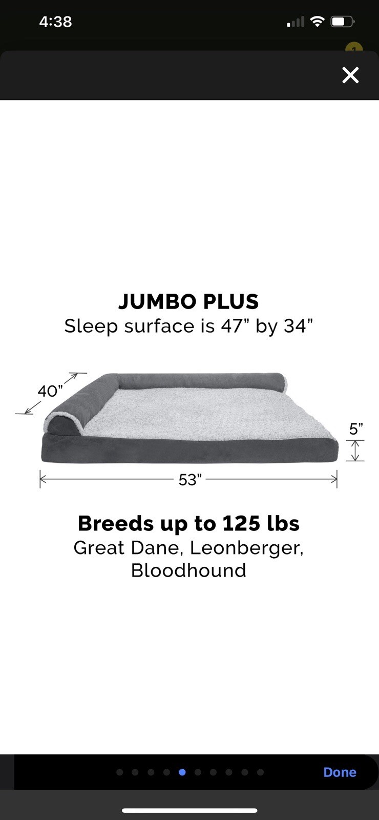 Orthopedic Bolster Dog Bed for Extra Large Dogs Memory Foam LShape Pet