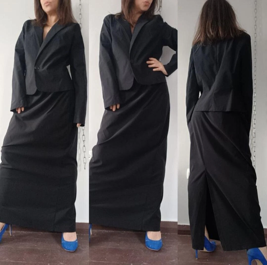 Black maxi skirt suit designer Minx by Eva Lutz L eBay